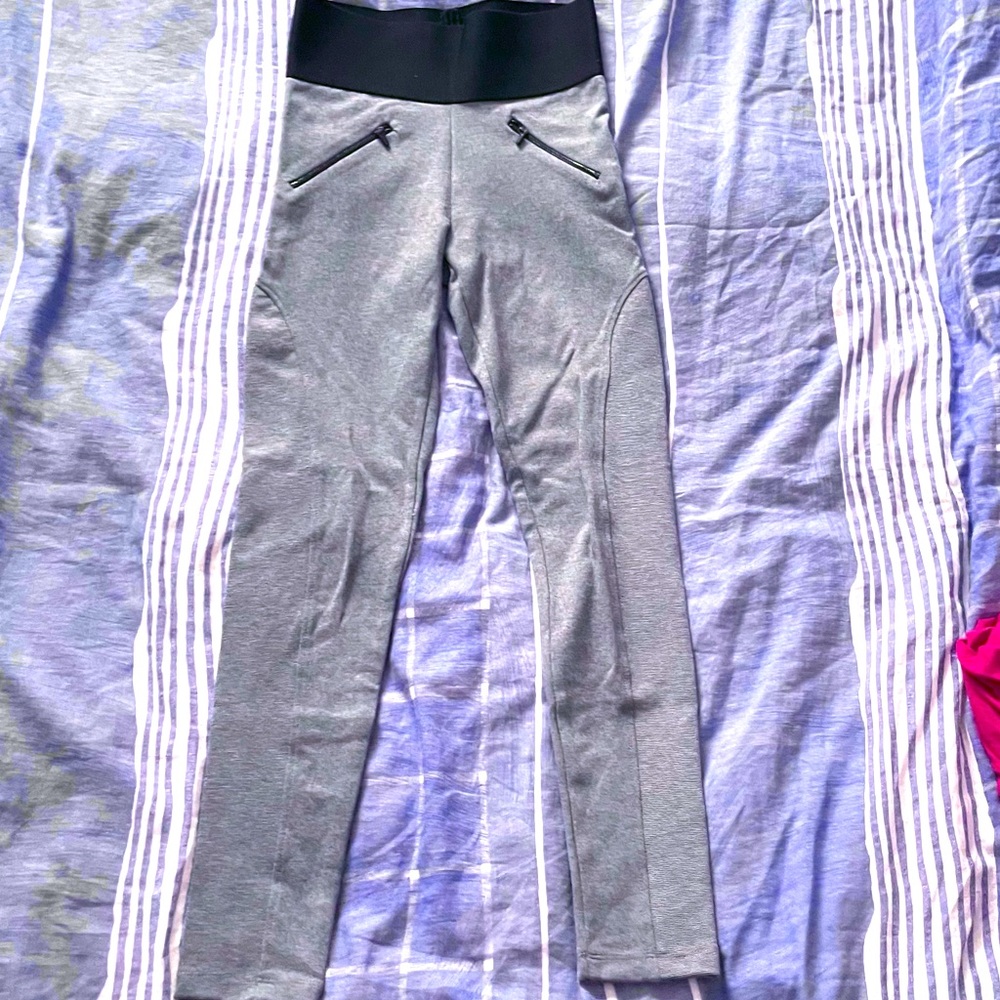 Zara Basic Gray High-Waisted Zipper-Pocket Leggings [Size S] 🖤